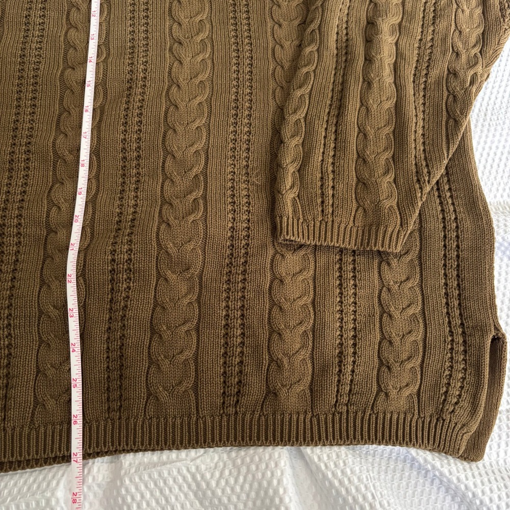 Vintage GAP Mens Cable Knit Sweater Brown Olive Crewneck 90s Relaxed Fit XL - Picture 9 of 10